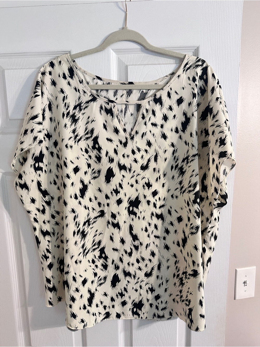 SHEIN Cream Blouse with Black Abstract Spot Print